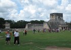 Archaeologists have identified thirteen ballcourts for playing the Mesoamerican ballgame in Chichen Itza, but the Great Ball Court about 150 metres (490 ft) to the north-west of the Castillo is by far the most impressive : Cancun Sept 2012